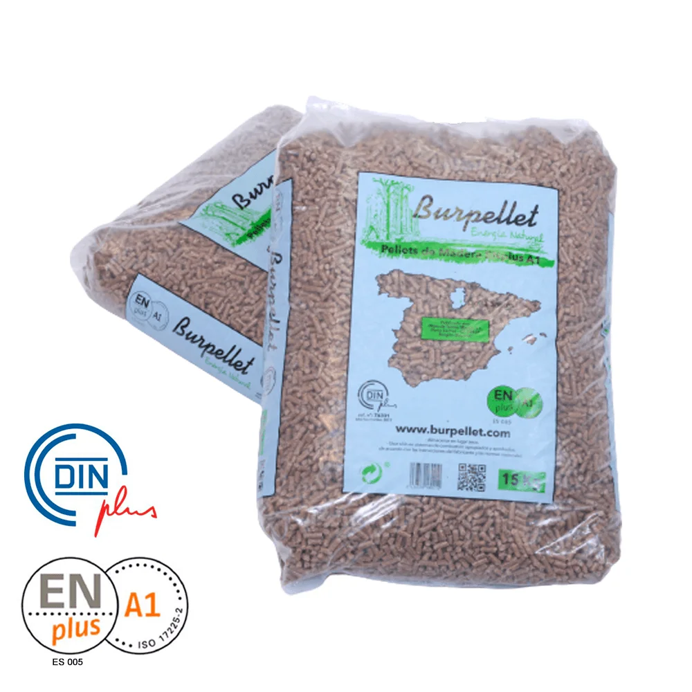 Burpellet Pellets de Madera de Pino – Palet de 72 Sacos de 15 kg (1080 kg) – ENplus A1, DINplus